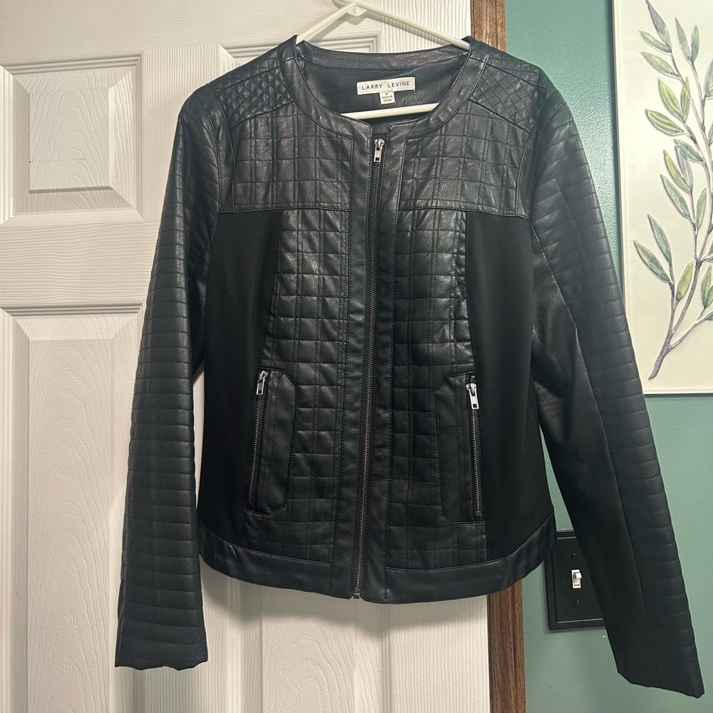 Larry Levine Black Quilted Leather Jacket
